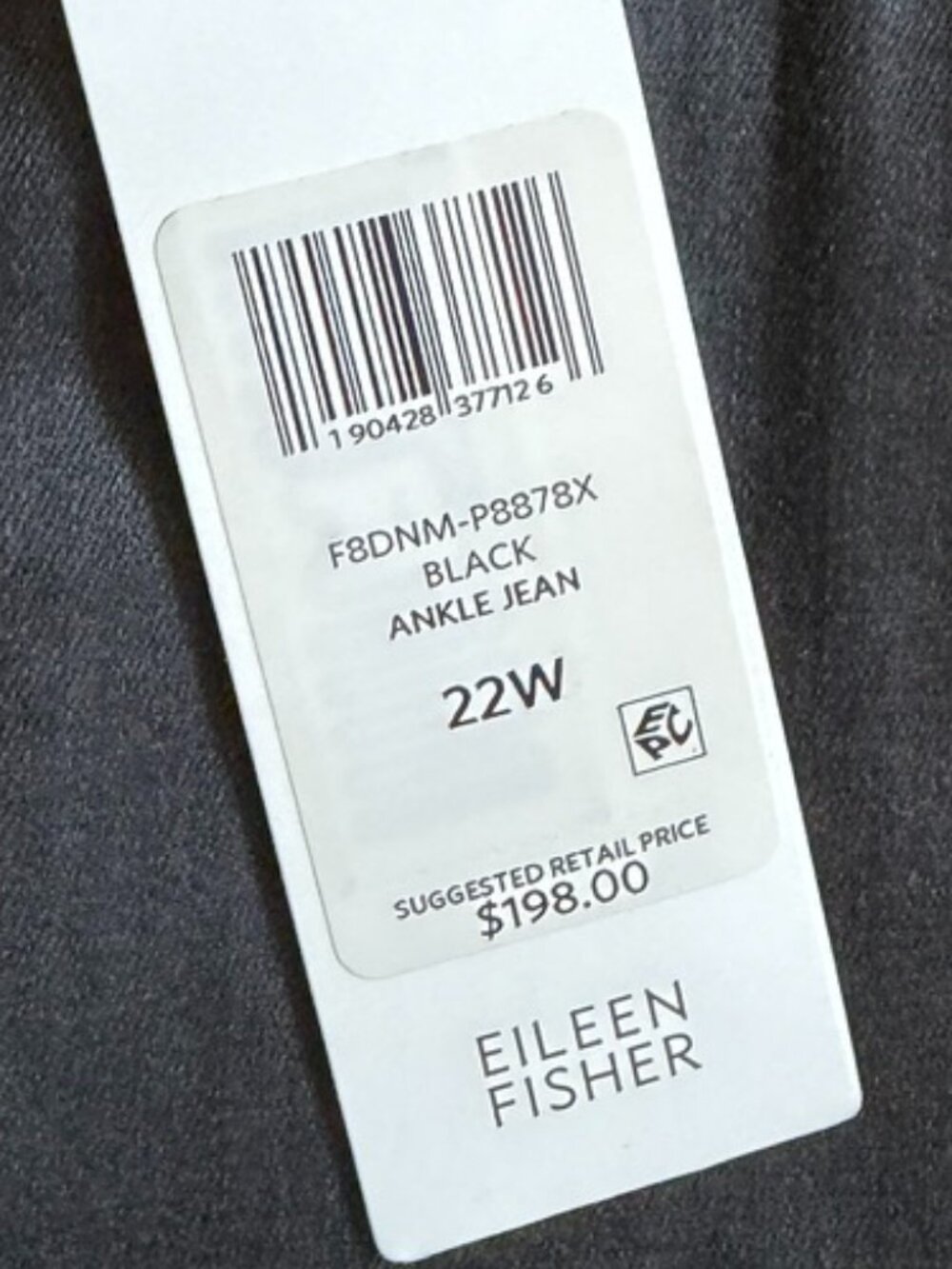 NWT - Black Ankle Jean by Eileen Fisher - Picture 5 of 8